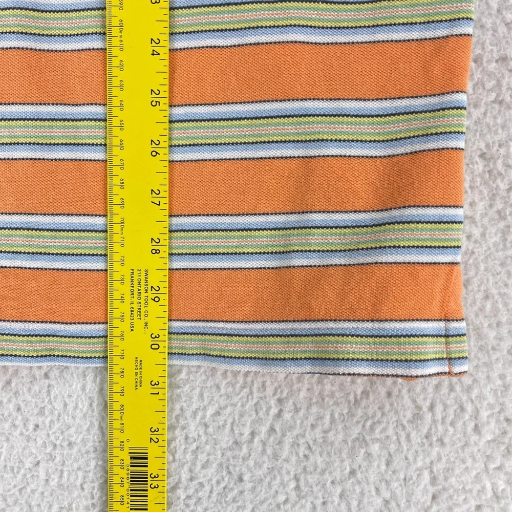 Polo Ralph Lauren Orange Stripe Polo Shirt Mens Short Sleeve Casual Cotton XL‎